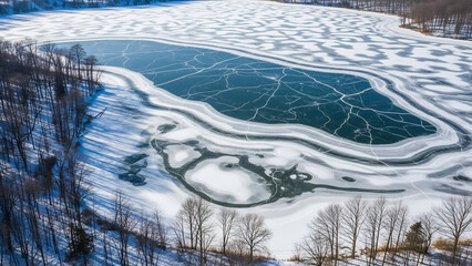 Abstract Patterns of a Frozen Winter Lake