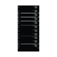 Obraz premium A black rack server with multiple illuminated lights a digital technology silhouette