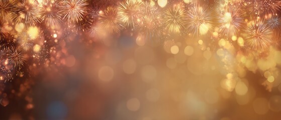 Golden Fireworks Bokeh Background for Celebrations and Festivities