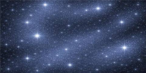 An abstract blue night sky universe background featuring a dark starry galaxy nebula and bright cosmic light starfield illustration © PIXEL RISE