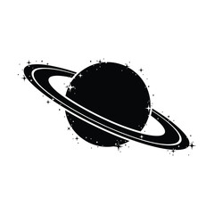 A striking depiction of saturn and stars a minimalistic space scene silhouette © rabbivay