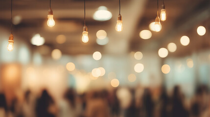 Ethereal Bokeh Surrounds Shoppers Beneath Warm Bulbs Creating Inviting Commercial Atmosphere