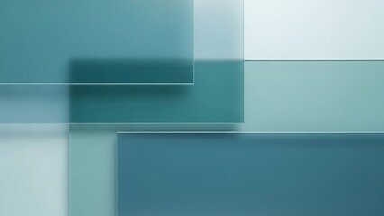 Abstract teal background with overlapping squares and shadows