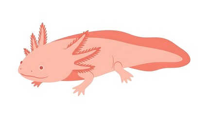 Pink axolotl illustration isolated on white background