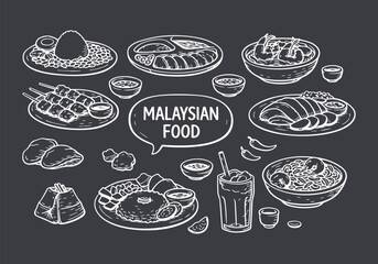 Malaysian Food Dishes Hand-Drawn Collection