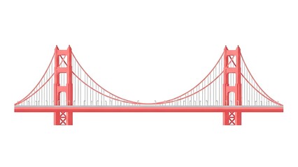 Fototapeta premium Red bridge illustration isolated architectural structure