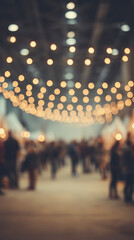 Soft Focus Photographs Capturing Lively Street Scenes Illuminated By Decorative String Lighting In Warm Tones