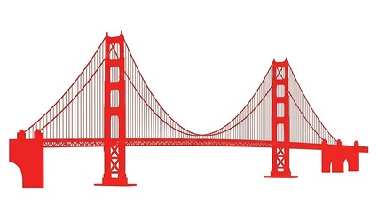 Obraz premium Red bridge illustration on white backdrop for design projects