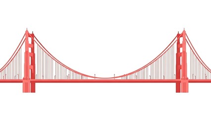 Red suspension bridge illustration isolated on white