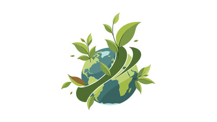 Green earth with leaves symbolizing eco friendly planet