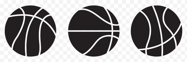 Basketball ball icons set. Basketball ball isolated icon. Black basketball symbols. Vector illustration. EPS 10.