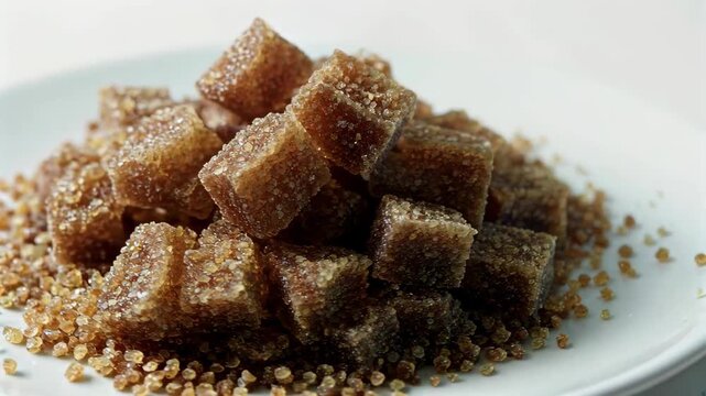 Close-up of brown sugar in square chunks