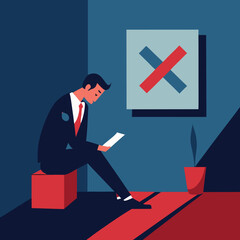 businessman with a red arrow