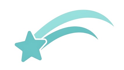 Obraz premium Turquoise star with trails on white background isolated