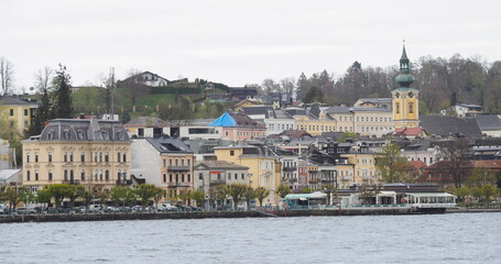 Salzkammergut - beautiful skyline of the Austrian city Gmunden