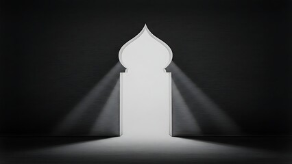 Bright light shining through the open doorway in dark room