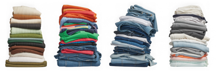 pile of dirty laundry isolated on transparent background.