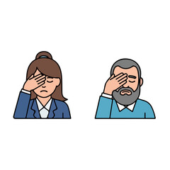 Two People Performing A Facepalm Gesture.