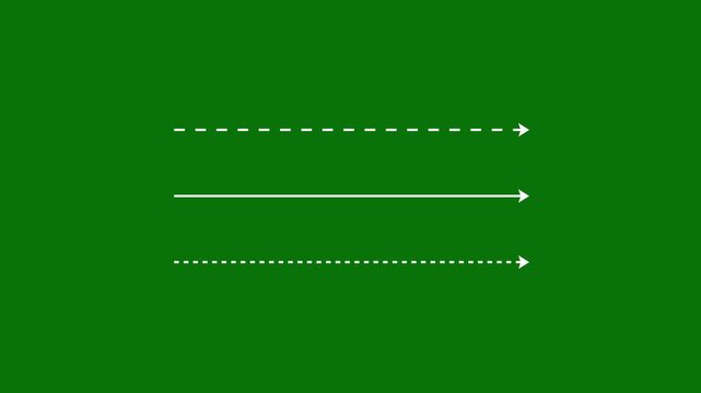Green screen with white arrows and dotted lines for motion animation transition effects