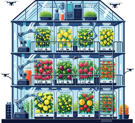 Automated Vertical Farm Greenhouse Technology