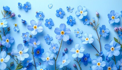 Beautiful blue flowers on light background.
