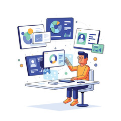 Data Scientist Working with Analytics Dashboard