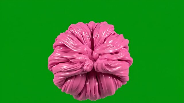 Green Screen Glossy Pink Bubblegum Sphere Inflating and Imploding 3D Render