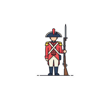 Illustration of a Redcoat Soldier with Musket and Bayonet.