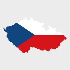 Czech Republic Flag Map Vector. Czech Republic map filled with the national flag design on white background
