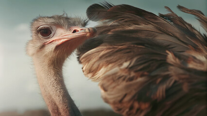 Solitary Ostrich Under Open Sky