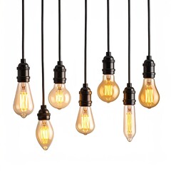 Obraz premium Eight Edison-style LED bulbs, various shapes, hanging