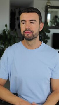 Frustrated man trying to talk but someone is hogging the conversation