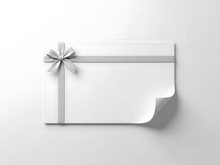 Beautiful white gift card with ribbon and bow