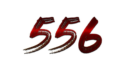 3D blood red number design of 556 on white background.