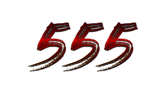 3D blood red number design of 555 on white background.