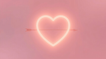Minimal Glowing Heart and Arrow on Soft Background