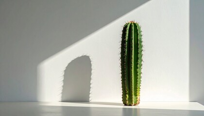 Cactus plant on white shelf indoors.