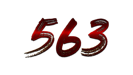 3D blood red number design of 563 on white background.