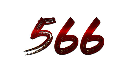 3D blood red number design of 566 on white background.