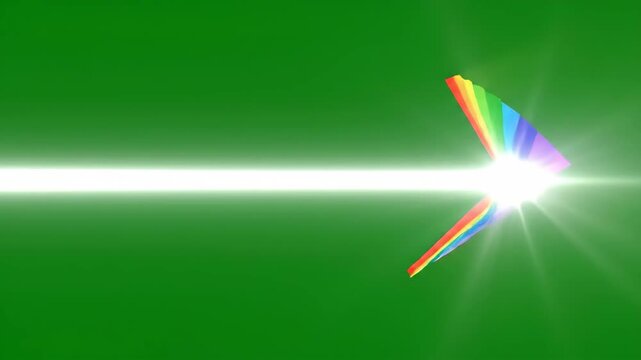 Green Screen Prismatic Beam Splitting into Rainbow Rays Animation