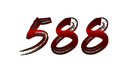 3D blood red number design of 588 on white background.