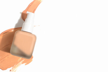 foundation primer cream lotion cosmetic for makeup, product mockup packaging tube bottle close-up view