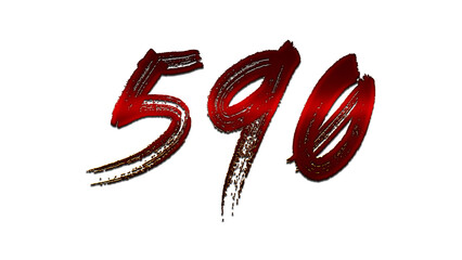 3D blood red number design of 590 on white background.