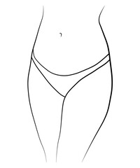 Woman swimsuit bikini panties hand drawn