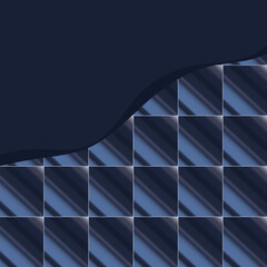 An abstract dark blue background with an empty field for your text is delimited by a wavy line from a geometric pattern of rectangles with an author's gradient.