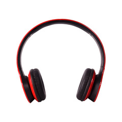 Wireless surround headphones in red and black on an isolated background
