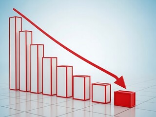 Declining trend illustrated in red bar graph