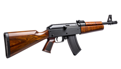 Technical Display of Rifle with Minimal Background