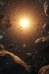 Sunrise over rocky terrain