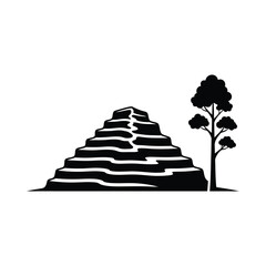 Minimalist Stepped Mountain and Tree Logo